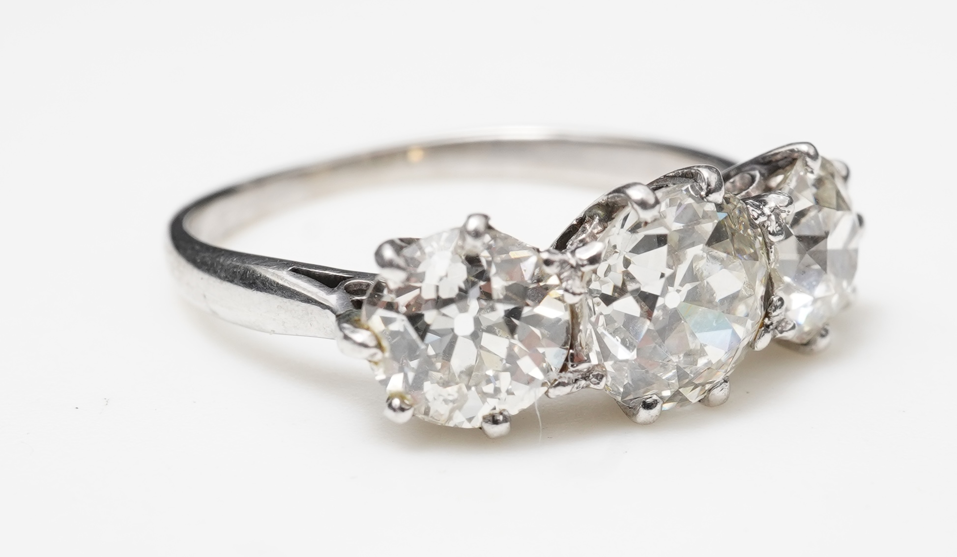 A diamond three-stone ring, early 20th century